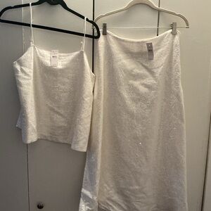 LOFT White Midi Skirt